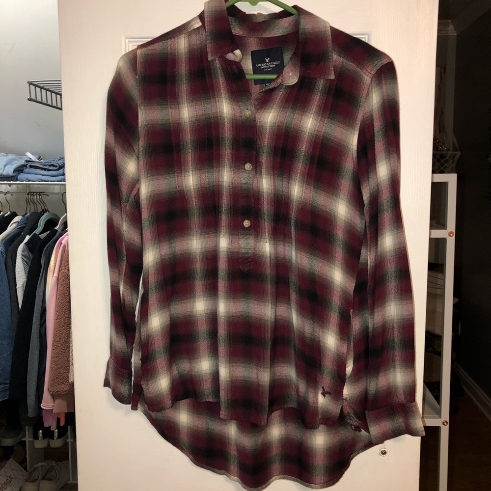american eagle plaid blouse